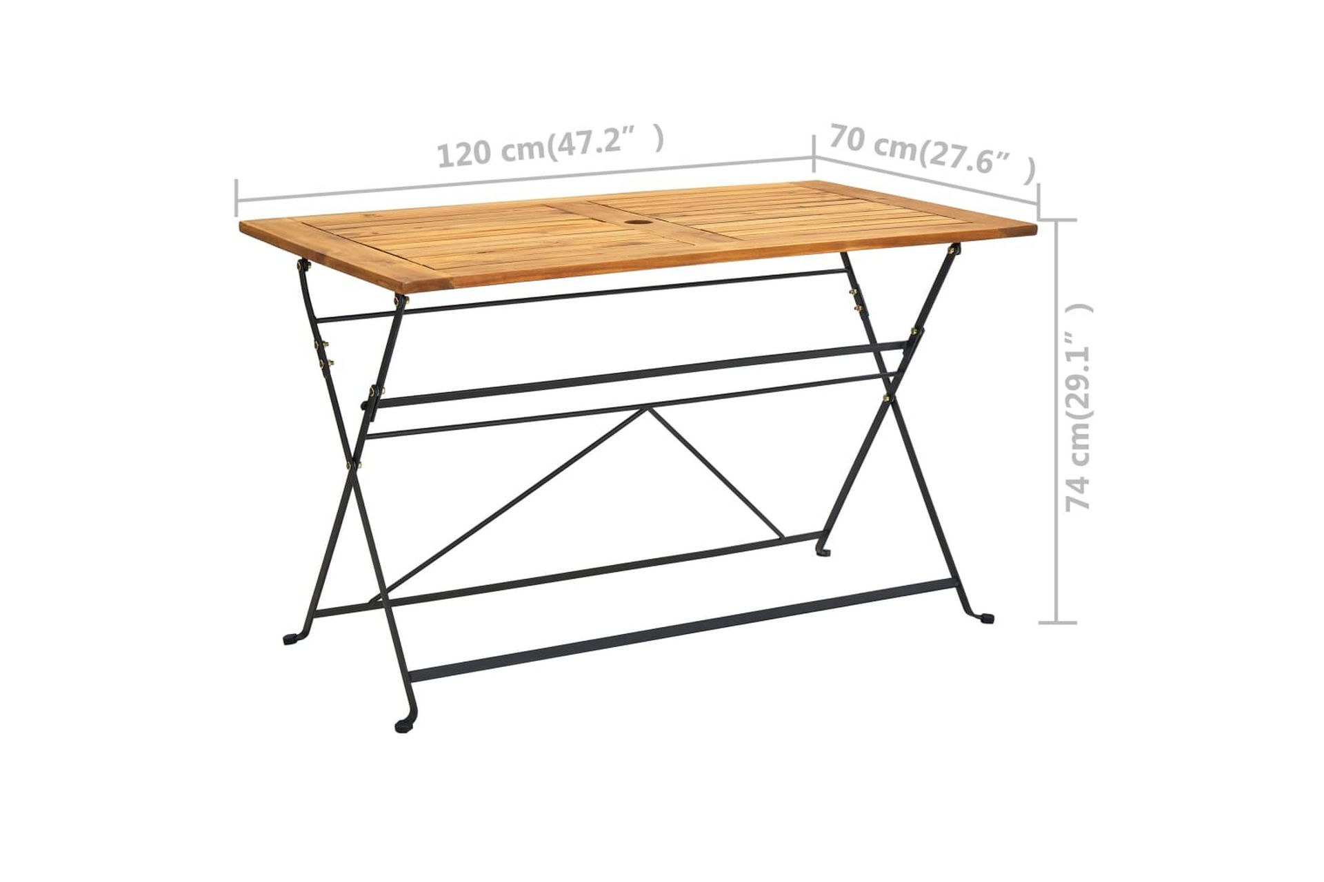 Sammenleggbart hagebord 120x70x74 cm heltre akasie - Brun - Hagemøbler - Hagebord - Spisebord ute