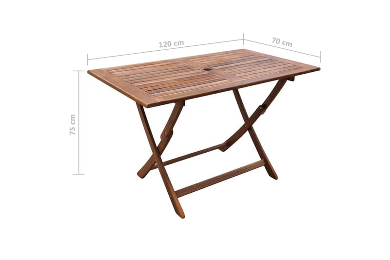Sammenleggbart hagebord 120x70x75 cm heltre akasie - Brun - Spisebord ute