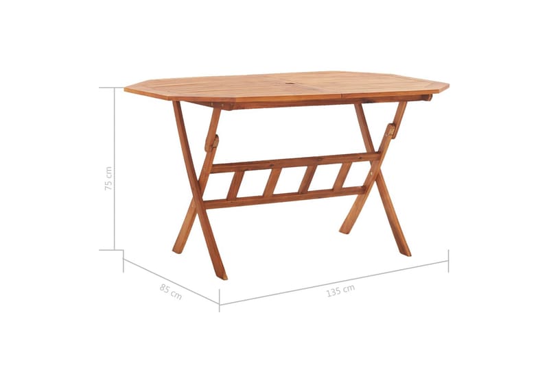 Sammenleggbart hagebord 135x85x75 cm heltre akasie - Hagemøbler - Hagebord - Spisebord ute