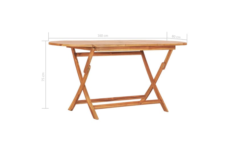 Sammenleggbart hagebord 160x80x75 cm heltre teak - Brun - Hagemøbler - Hagebord - Spisebord ute