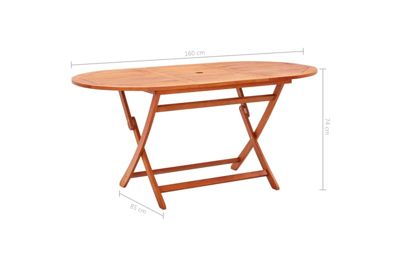Sammenleggbart hagebord 160x85x74 cm heltre eukalyptus - Brun - Hagemøbler - Hagebord - Spisebord ute