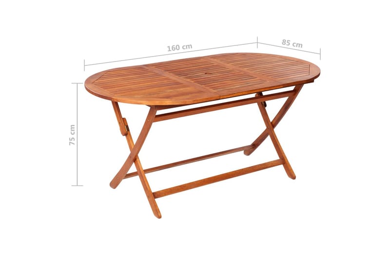 Sammenleggbart hagebord 160x85x75 cm heltre akasie - Brun - Hagemøbler - Hagebord - Spisebord ute