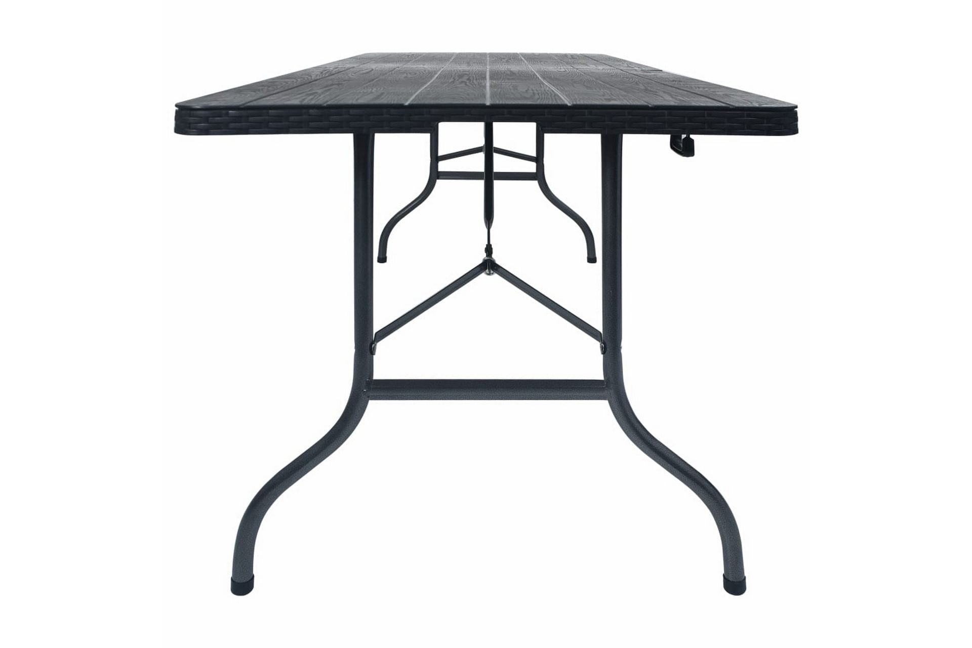 Sammenleggbart hagebord 180x75x72cm HDPE imitert rotting - Svart - Hagemøbler - Hagebord - Spisebord ute