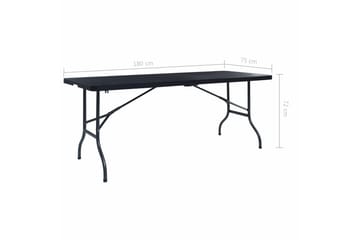 Sammenleggbart hagebord 180x75x72cm HDPE imitert rotting - Svart - Hagemøbler - Hagebord - Spisebord ute