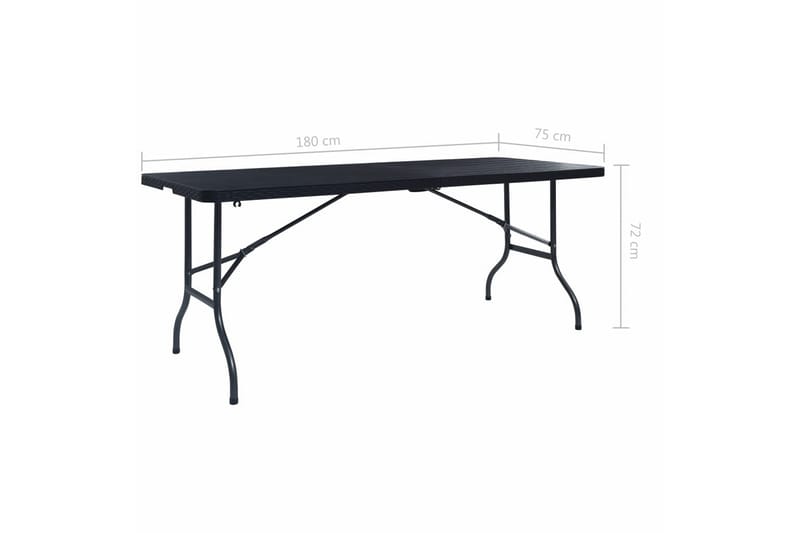 Sammenleggbart hagebord 180x75x72cm HDPE imitert rotting - Svart - Hagemøbler - Hagebord - Spisebord ute