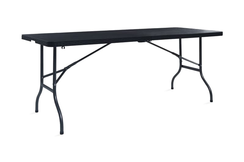 Sammenleggbart hagebord 180x75x72cm HDPE imitert rotting - Svart - Hagemøbler - Hagebord - Spisebord ute