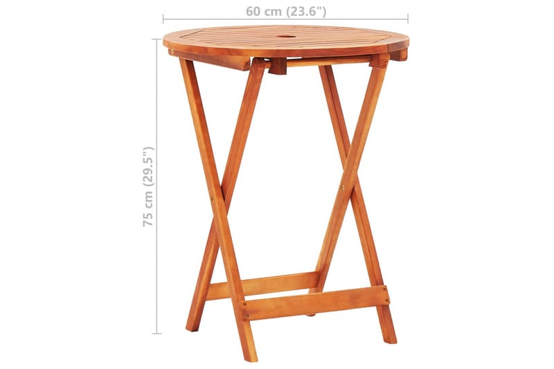 Sammenleggbart hagebord 60x75 cm heltre eukalyptus - Brun - Hagemøbler - Hagebord - Spisebord ute