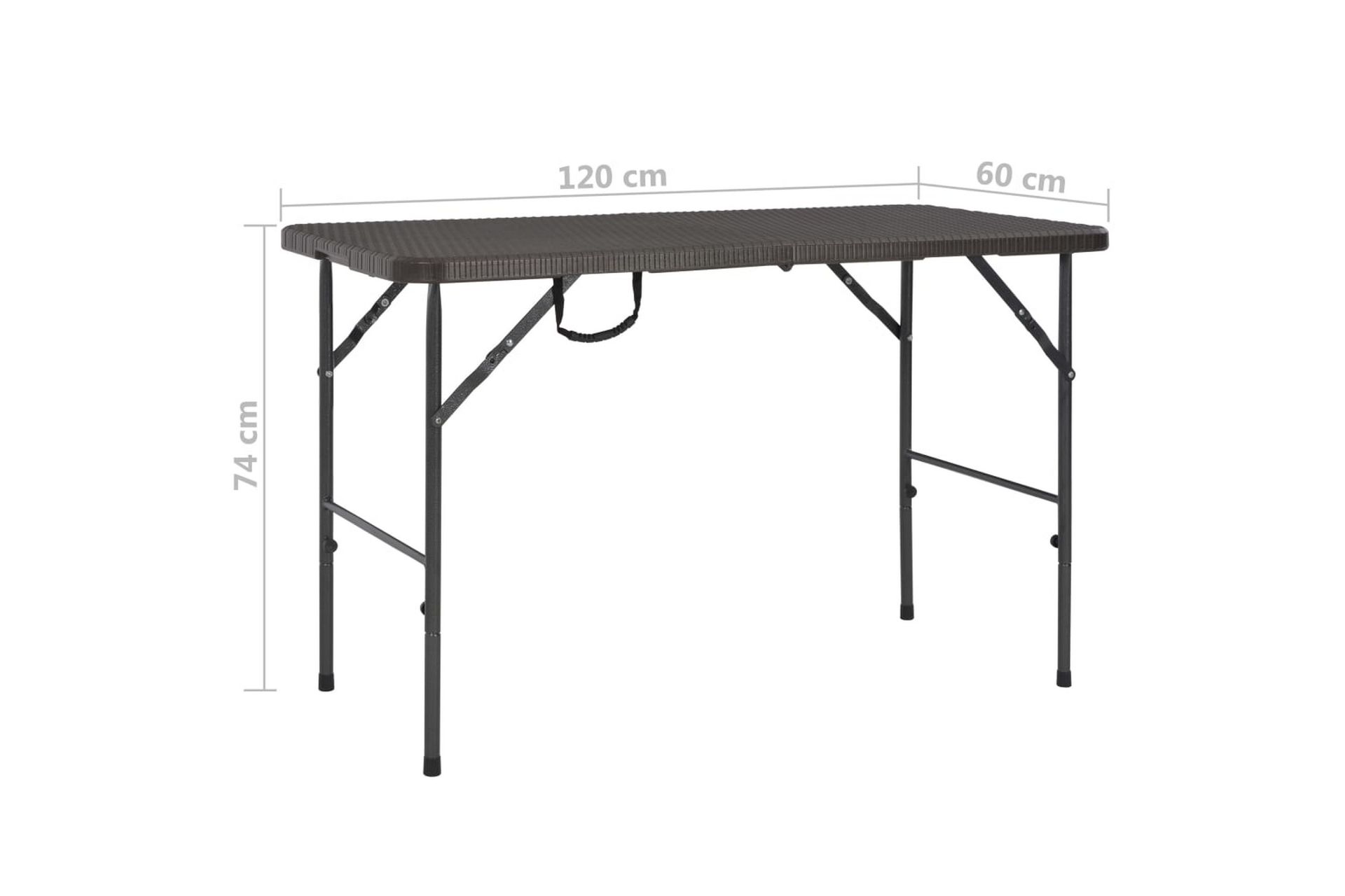 Sammenleggbart hagebord brunt 120x60x74 cm HDPE rottingstil - Brun - Hagemøbler - Hagebord - Spisebord ute