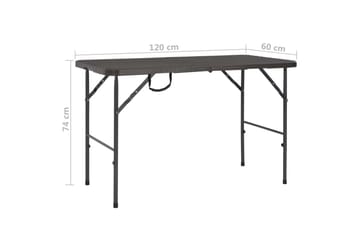 Sammenleggbart hagebord brunt 120x60x74 cm HDPE rottingstil - Brun - Hagemøbler - Hagebord - Spisebord ute