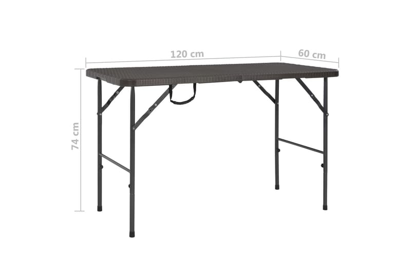 Sammenleggbart hagebord brunt 120x60x74 cm HDPE rottingstil - Brun - Hagemøbler - Hagebord - Spisebord ute
