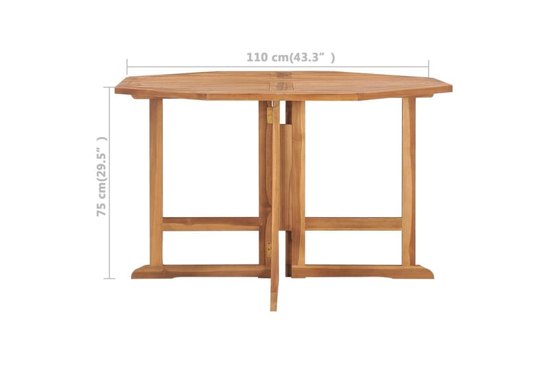 Sammenleggbart hagespisebord 110x110x75 cm heltre teak - Brun - Hagemøbler - Hagebord - Spisebord ute