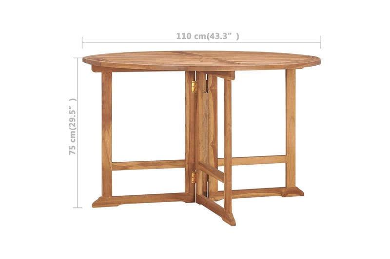 Sammenleggbart hagespisebord 110x75 cm heltre teak - Brun - Spisebord ute