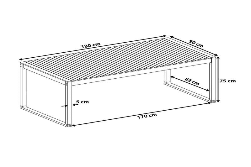 Sassari Bord 180 cm - Tre / Natur - Hagemøbler - Hagebord - Spisebord ute