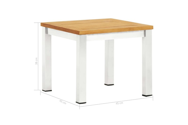 Sidebord til hage 45x45x38 cm heltre teak og rustfritt stål - Brun - Hagemøbler - Hagebord - Spisebord ute