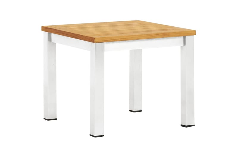 Sidebord til hage 45x45x38 cm heltre teak og rustfritt stål - Brun - Hagemøbler - Hagebord - Spisebord ute