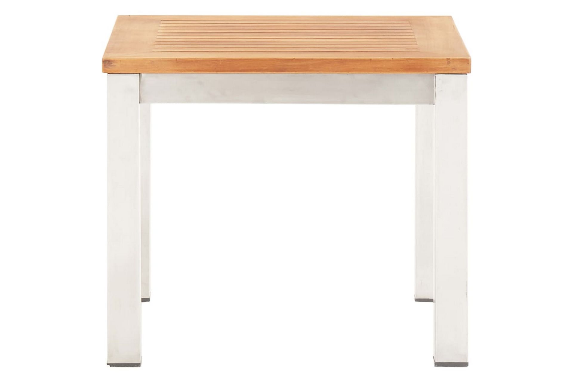 Sidebord til hage 45x45x38cm heltre akasie og rustfritt stål - Brun - Hagemøbler - Hagebord - Spisebord ute