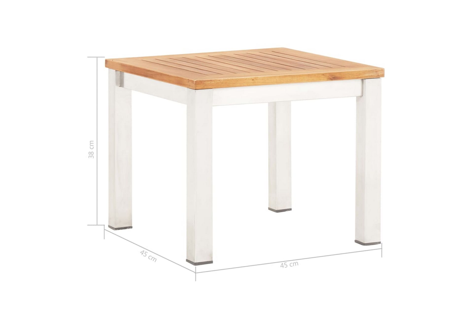 Sidebord til hage 45x45x38cm heltre akasie og rustfritt stål - Brun - Hagemøbler - Hagebord - Spisebord ute