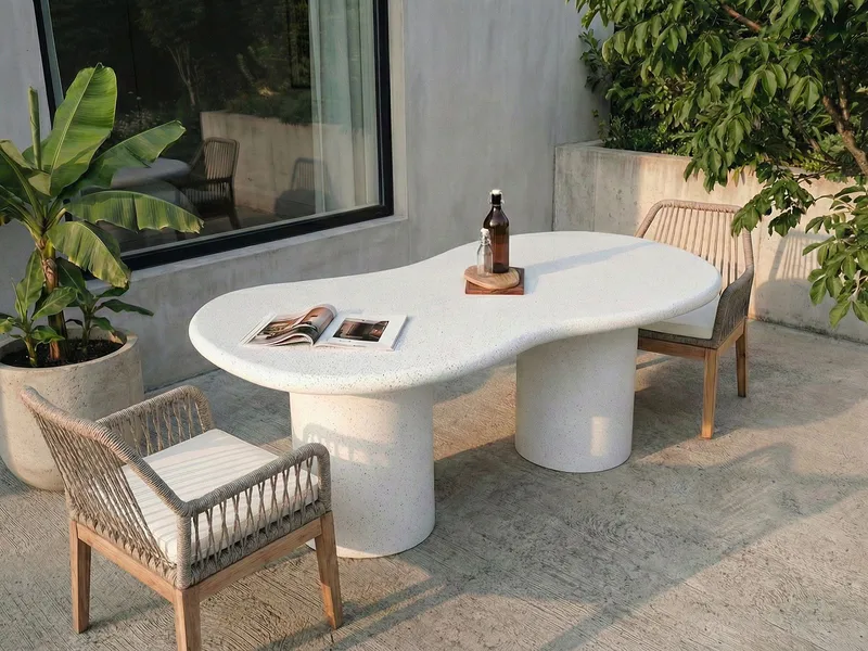 Spisebord utendørs Sirmione 200 cm terrazzoeffekt - Hvit - Hagemøbler - Hagebord - Spisebord ute