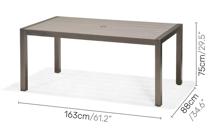 Solana Spisebord 160 cm - Grå - Hagemøbler - Hagebord - Spisebord ute
