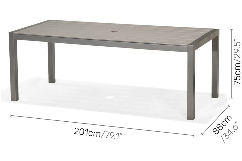 Solana Spisebord 201 cm - Grå - Hagemøbler - Hagebord - Spisebord ute
