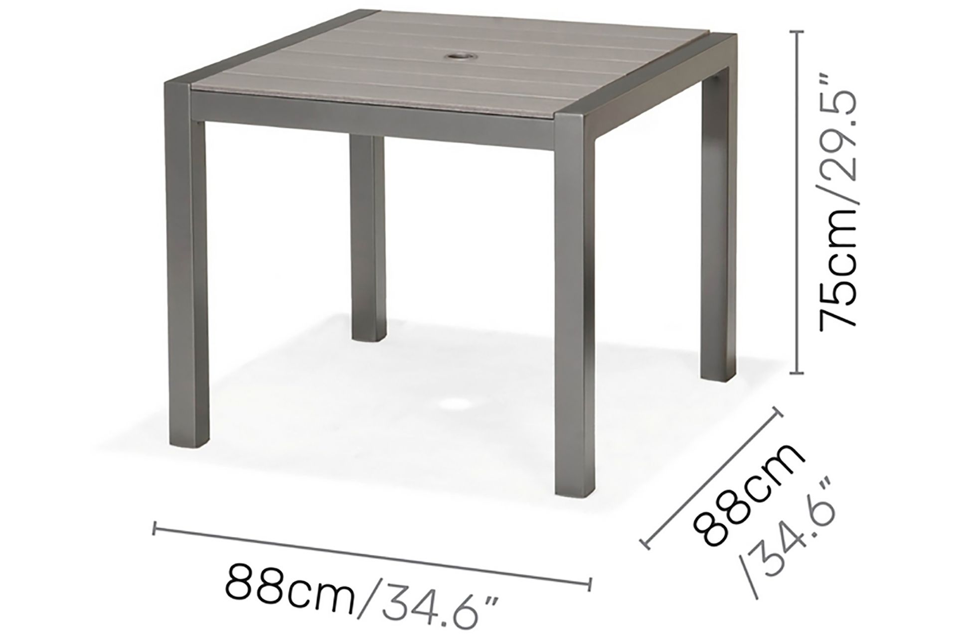 Solana Spisebord 88 cm - Grå - Hagemøbler - Hagebord - Spisebord ute