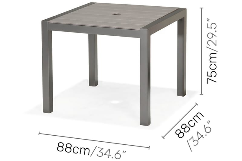 Solana Spisebord 88 cm - Grå - Hagemøbler - Hagebord - Spisebord ute