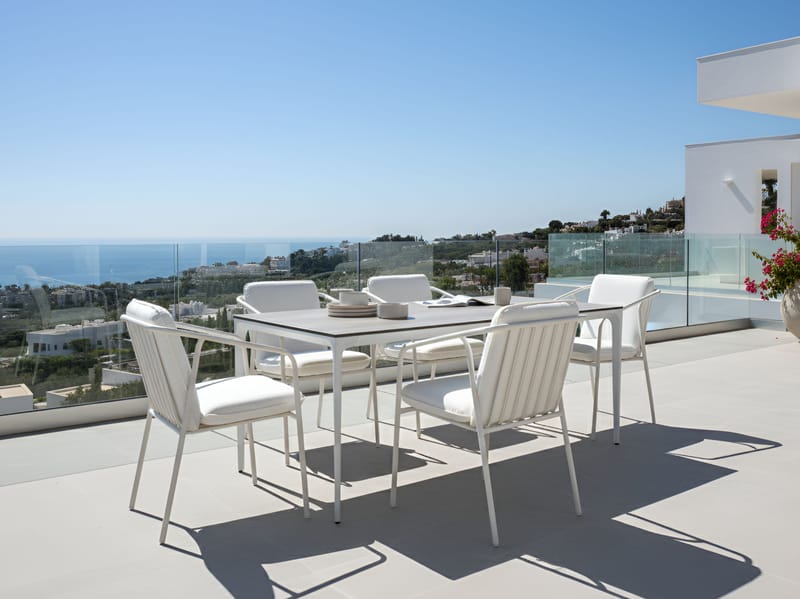 Spisebord utendørs Sovareto 90x180 cm imitasjon av tre - Grå/hvit - Hagemøbler - Hagebord - Spisebord ute