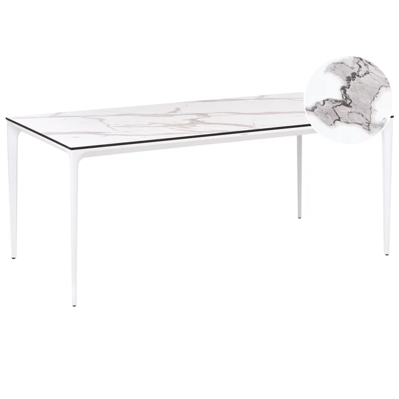 Spisebord utendørs Sovareto 90x180 cm marmoreffekt, Hvit
