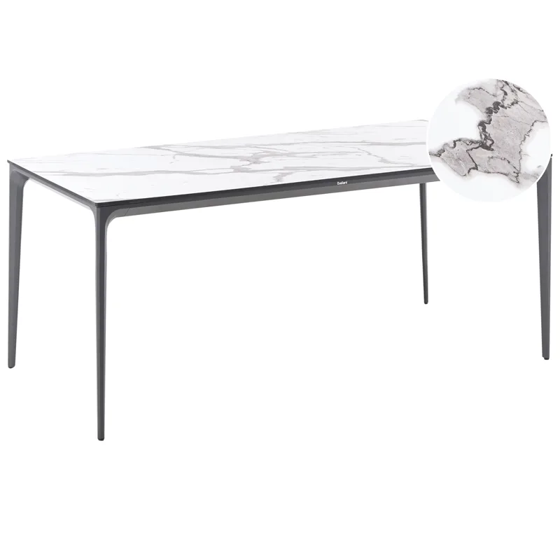 Spisebord utendørs Sovareto 90x180 cm marmoreffekt, Hvit/Grå
