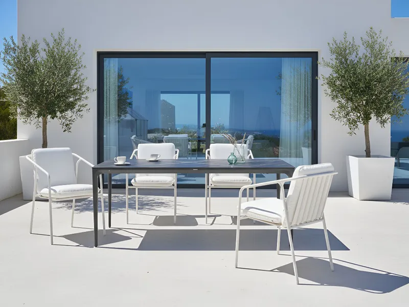 Spisebord utendørs Sovareto 90x180 cm marmoreffekt - Svart/Grå - Hagemøbler - Hagebord - Spisebord ute