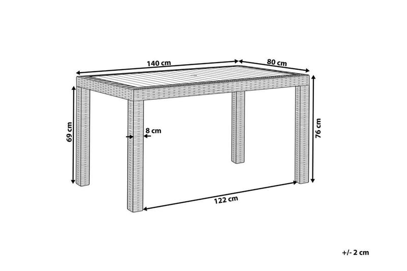 Spisebord Hvit 140 x 80 cm FOSSANO - Hvit - Hagemøbler - Hagebord - Spisebord ute