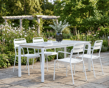 Spisebord utendørs Feletto 90x180 cm Stein Hvit - Hvit - Hagemøbler - Hagebord - Spisebord ute