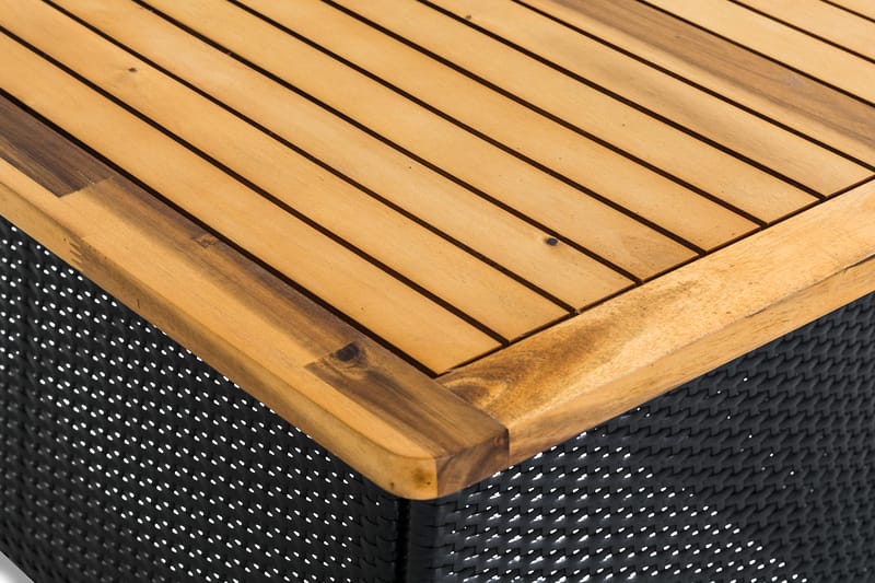 Thor Spisebord 140x90 cm - Svart/Akasie - Hagemøbler - Hagebord - Spisebord ute