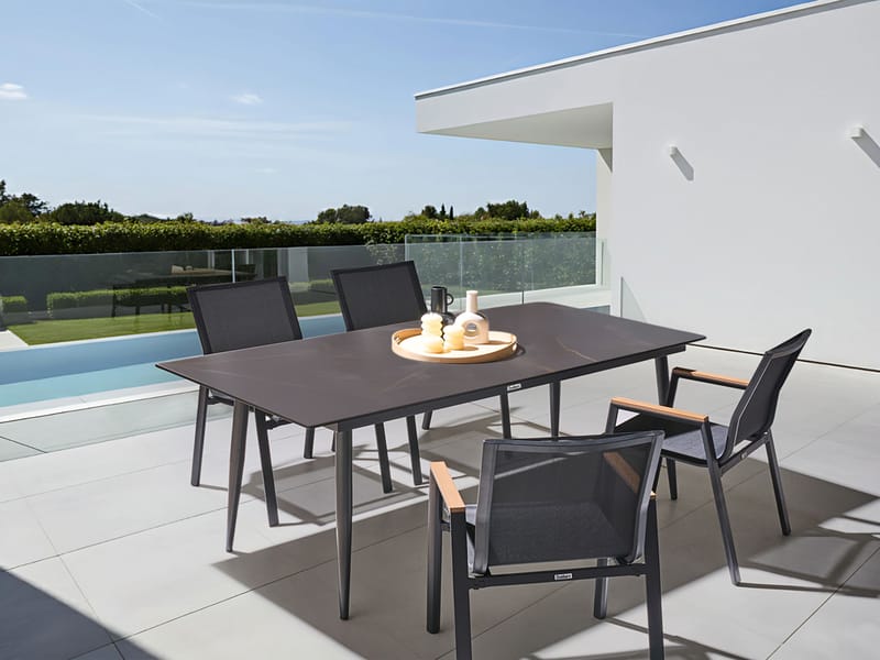 Spisebord utendørs Tolentino 90x180 cm marmoreffekt - Grå - Hagemøbler - Hagebord - Spisebord ute