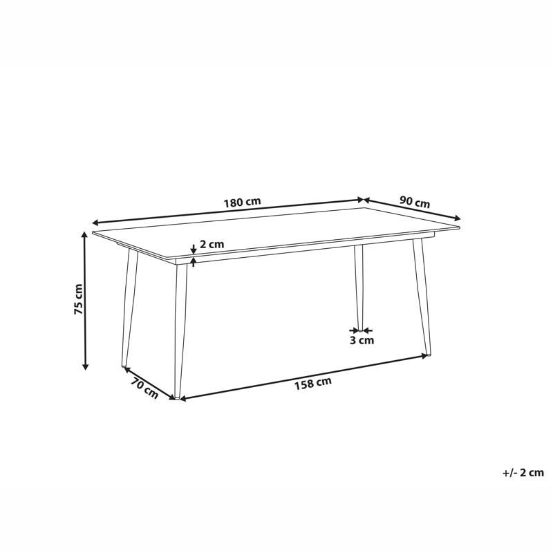 Spisebord utendørs Tolentino 90x180 cm marmoreffekt - Hvit/Grå - Hagemøbler - Hagebord - Spisebord ute