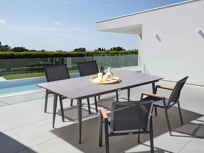 Spisebord utendørs Tolentino 90x180 cm steineffekt - Grå/Beige - Hagemøbler - Hagebord - Spisebord ute