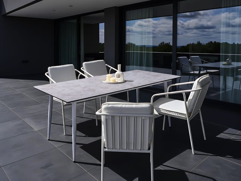 Spisebord utendørs Tolentino 90x180 cm steineffekt - Grå/hvit - Hagemøbler - Hagebord - Spisebord ute