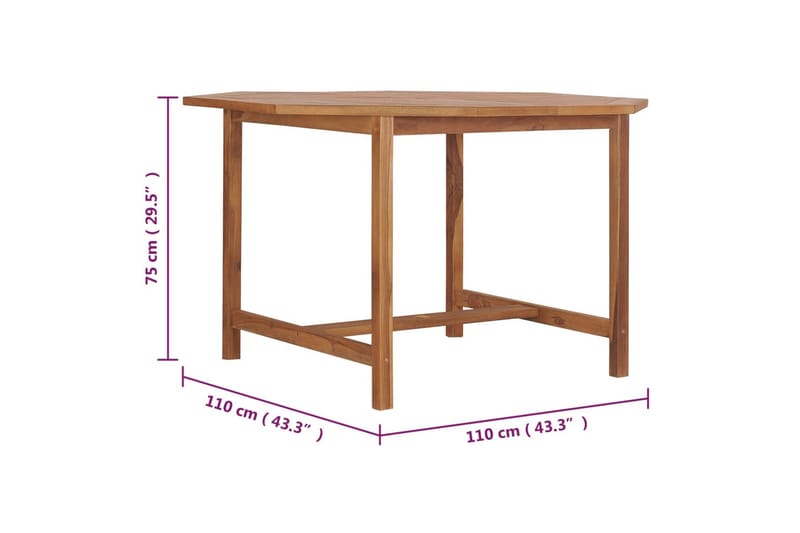 Utendørs spisebord 110x110x75 cm heltre teak - Brun - Hagemøbler - Hagebord - Spisebord ute