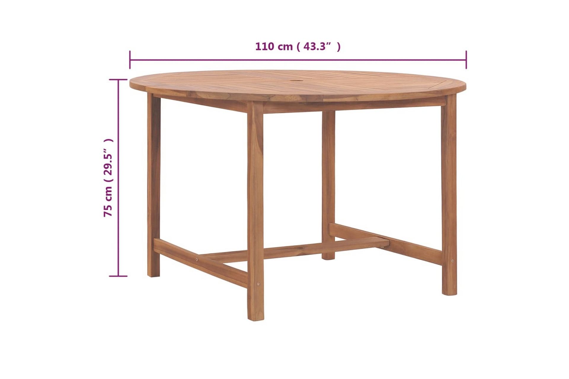 Utendørs spisebord 110x75 cm heltre teak - Brun - Hagemøbler - Hagebord - Spisebord ute