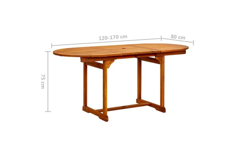 Utendørs spisebord (120-170)x80x75 cm heltre akasie - Brun - Hagemøbler - Hagebord - Spisebord ute