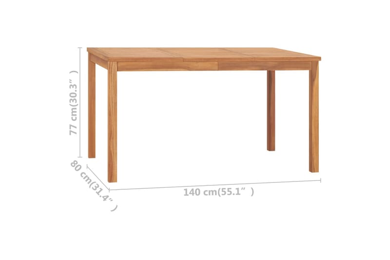 Utendørs spisebord 140x80x77 cm heltre teak - Spisebord ute