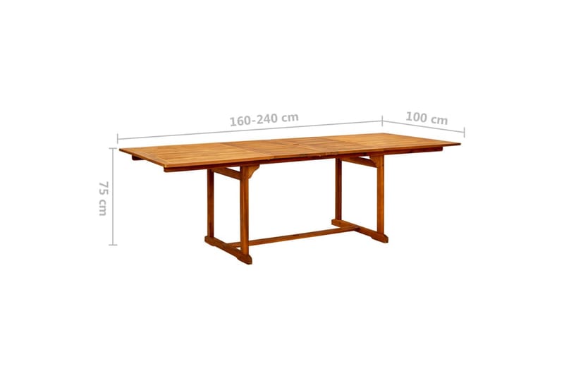 Utendørs spisebord (160-240)x100x75 cm heltre akasie - Brun - Hagemøbler - Hagebord - Spisebord ute