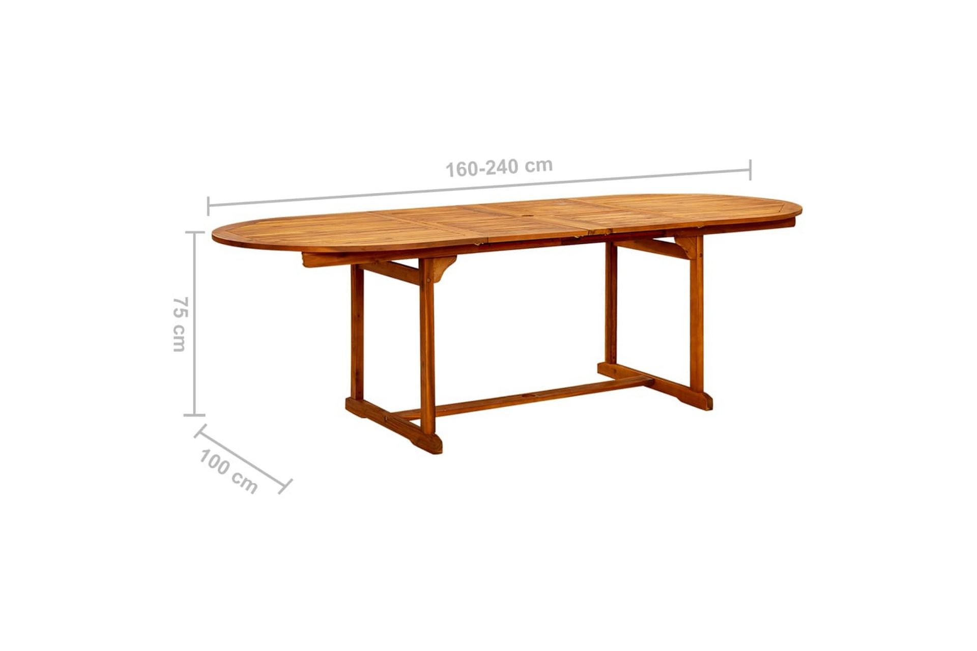 Utendørs spisebord (160-240)x100x75 cm heltre akasie - Brun - Hagemøbler - Hagebord - Spisebord ute