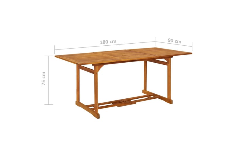 Utendørs spisebord 180x90x75 cm heltre akasie - Brun - Hagemøbler - Hagebord - Spisebord ute