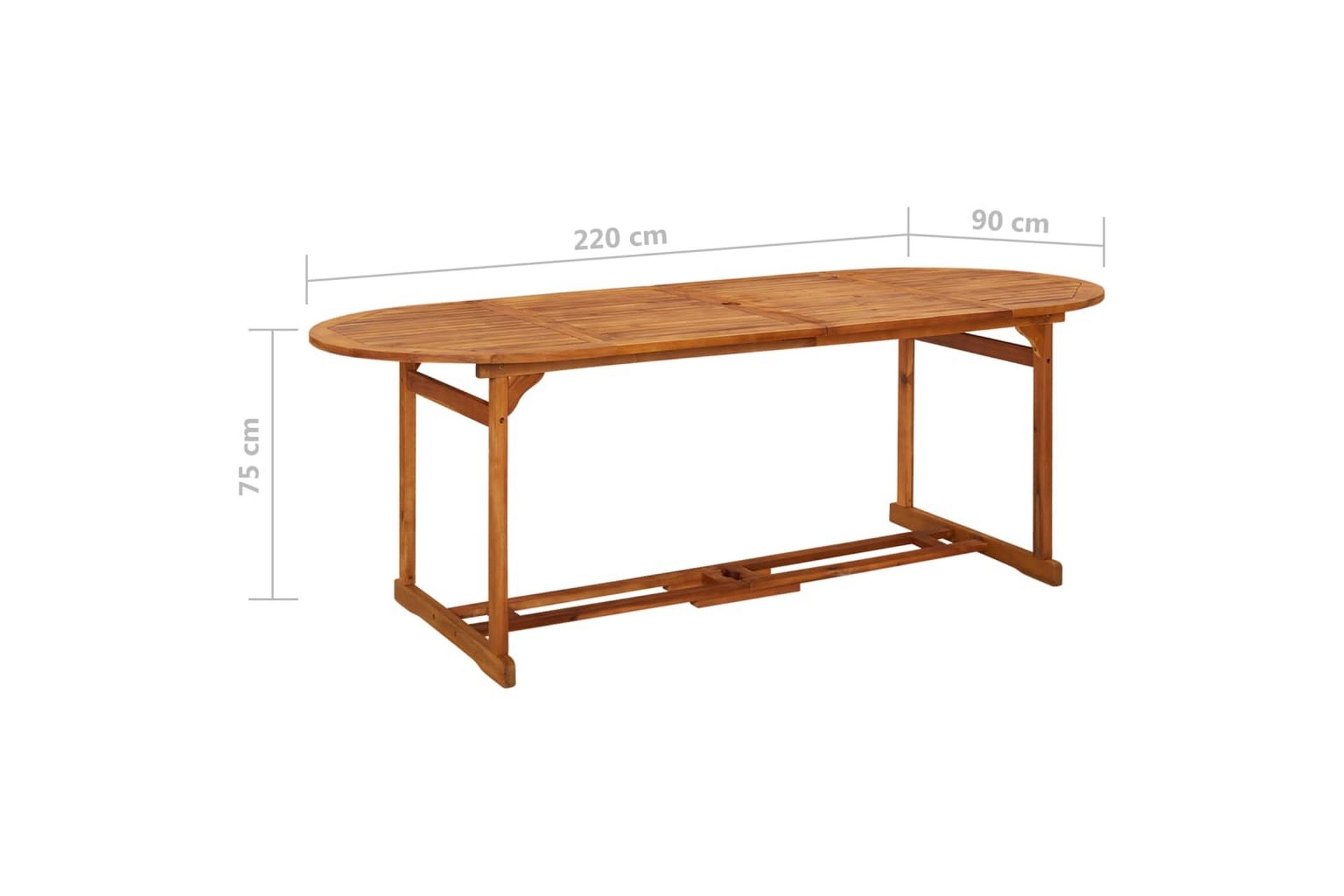 Utendørs spisebord 220x90x75 cm heltre akasie - Brun - Hagemøbler - Hagebord - Spisebord ute