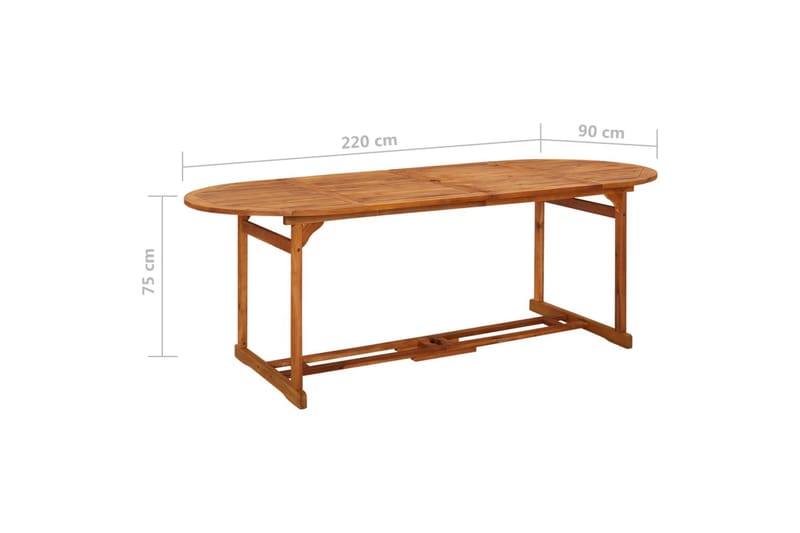 Utendørs spisebord 220x90x75 cm heltre akasie - Brun - Hagemøbler - Hagebord - Spisebord ute