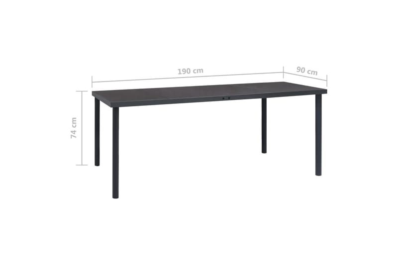 Utendørs spisebord antrasitt 190x90x74 cm stål - Antrasittgrå - Hagemøbler - Hagebord - Spisebord ute