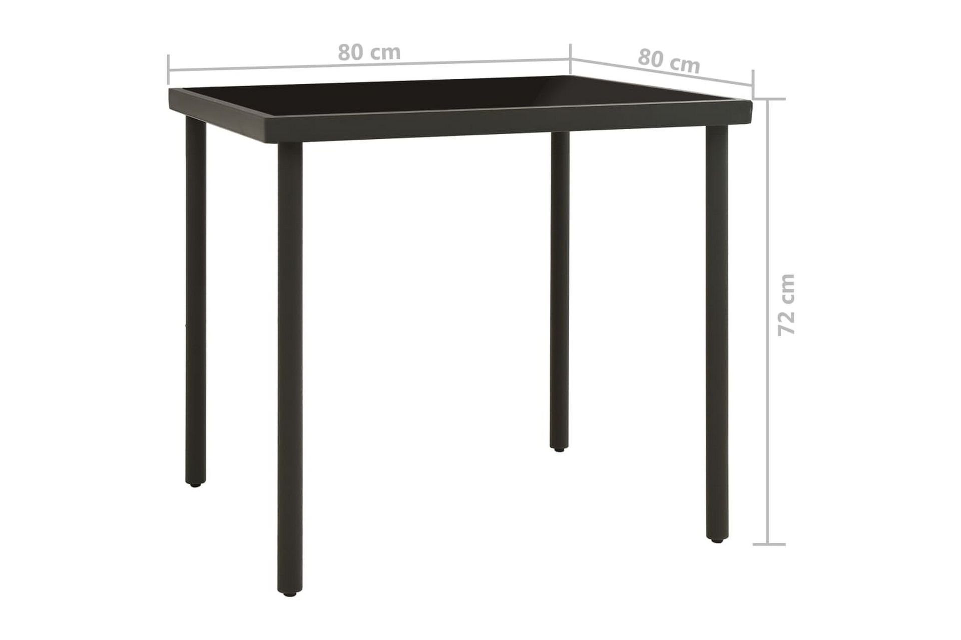 Utendørs spisebord antrasitt 80x80x72 cm glass og stål - Antrasittgrå - Hagemøbler - Hagebord - Spisebord ute