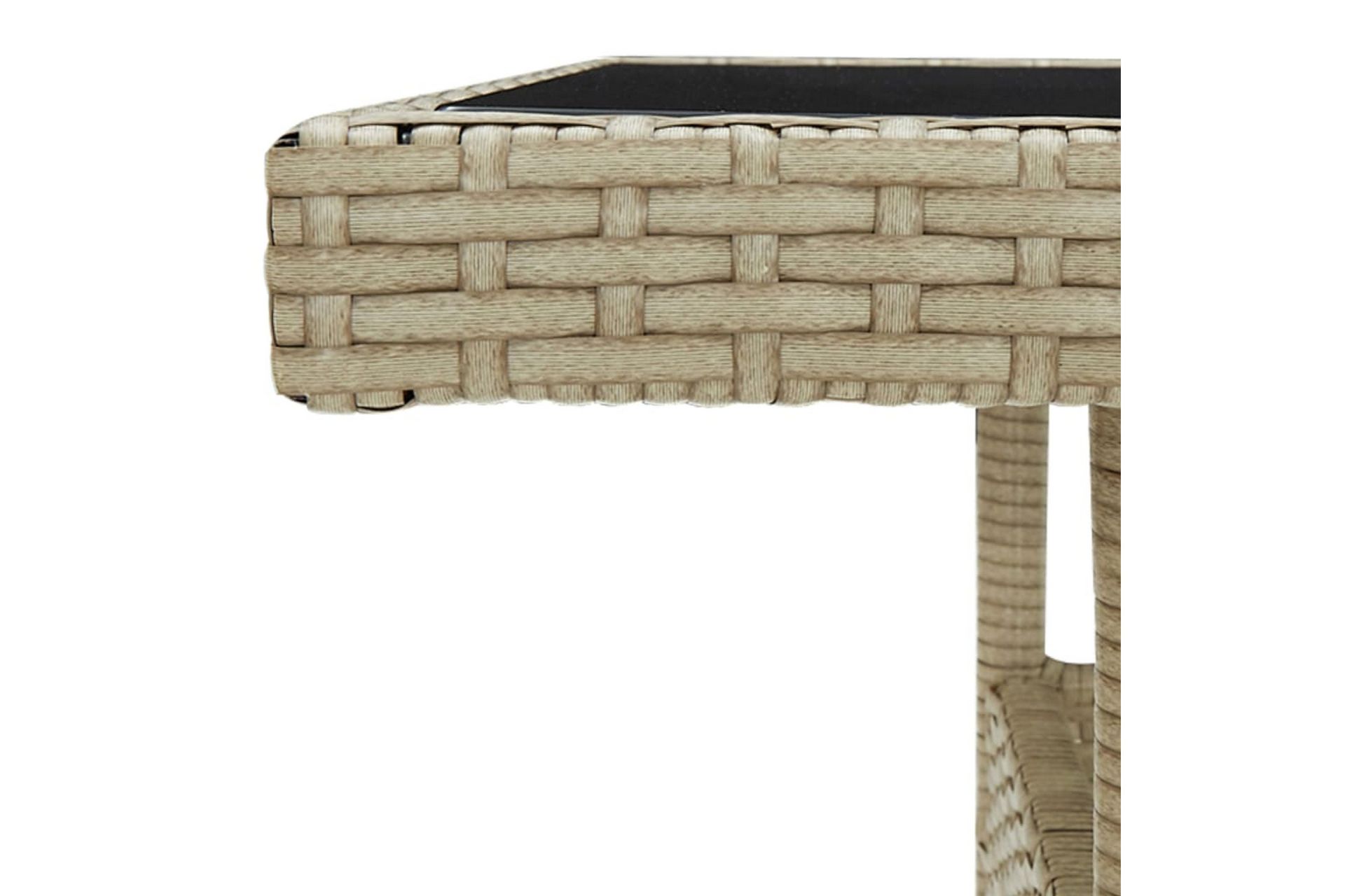 Utendørs spisebord beige polyrotting og glass - Beige - Hagemøbler - Hagebord - Spisebord ute