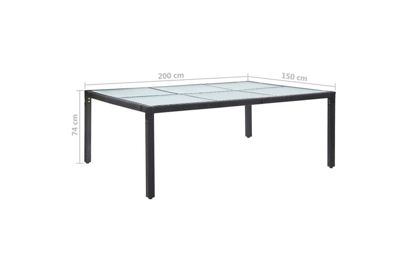 Utendørs spisebord svart 200x150x74 cm polyrotting - Hagemøbler - Hagebord - Spisebord ute